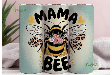 Mama Bee 20oz Tumbler Wrap Sublimation PixelChick 
