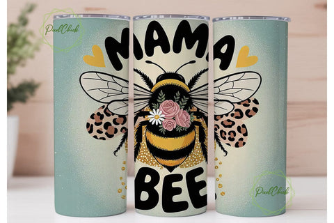 Mama Bee 20oz Tumbler Wrap Sublimation PixelChick 
