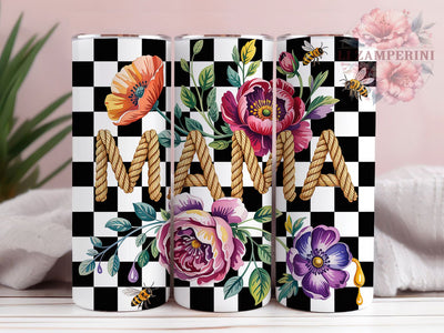 Mama Bee Floral 20oz Tumbler Wrap, Floral Design, Bee Theme, Mother’s Day, Nature Inspired, 20oz Tumbler Wrap, Sublimation PNG Sublimation Li Zamperini 