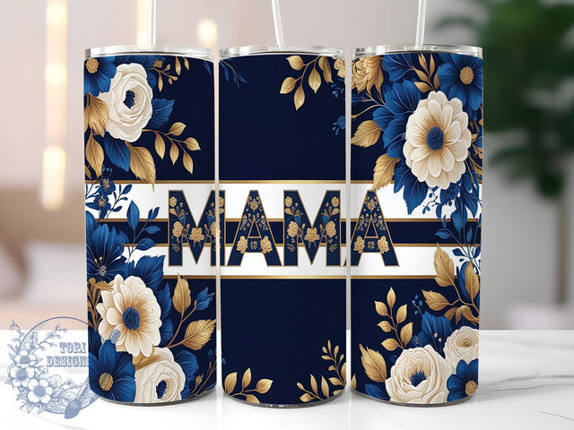 Mama Black Gold Floral 20oz Tumbler, Elegant Mom Tumbler, 20oz Tumbler Design, Sublimation Tumbler Wrap, Floral Mom Tumbler, Mother’s Day Tumbler Sublimation ToriDesigns 