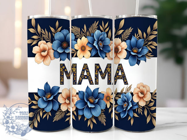 Mama Black Gold Floral 20oz Tumbler, Elegant Mom Tumbler, 20oz Tumbler Design, Sublimation Tumbler Wrap, Floral Mom Tumbler, Mother’s Day Tumbler Sublimation ToriDesigns 