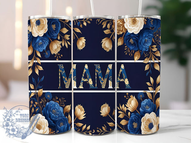 Mama Black Gold Floral 20oz Tumbler, Elegant Mom Tumbler, 20oz Tumbler Design, Sublimation Tumbler Wrap, Floral Mom Tumbler, Mother’s Day Tumbler Sublimation ToriDesigns 