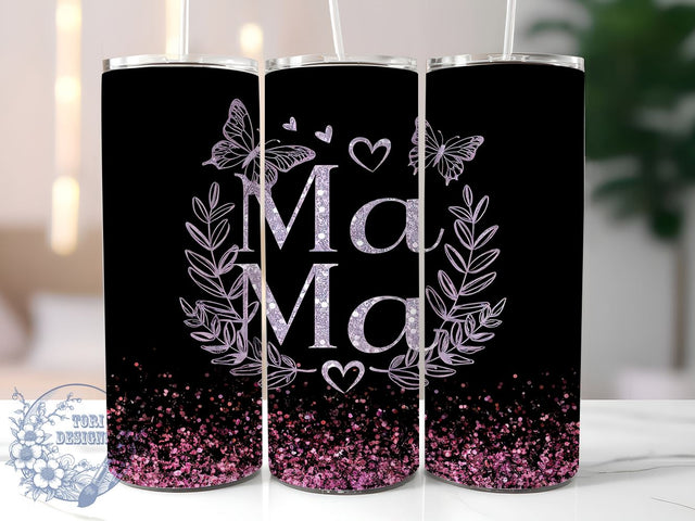 MAMA Boho 20oz Skinny Tumbler, MAMA Glitter Tumbler Png, Straight & Tapered Tumbler Wrap, Instant Digital Download Sublimation ToriDesigns 