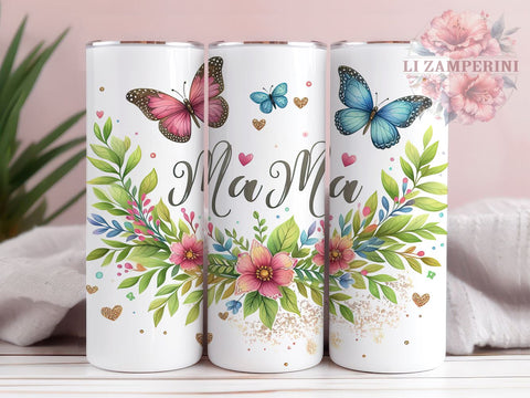 MAMA Boho Butterfly 20oz Tumbler Wrap PNG, Mother Day Tumbler Png, Straight & Tapered Tumbler Wrap, Instant Digital Download Sublimation Li Zamperini 