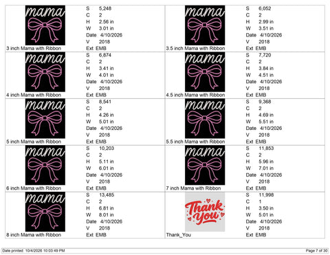 Mama Bow Embroidery Design – Pink Coquette Bow Mom Machine Embroidery File Embroidery/Applique DESIGNS PatternFeed8 