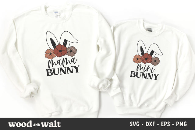 Mama Bunny & Mini Bunny SVG | Mommy and Me Easter Cut File SVG Wood And Walt 