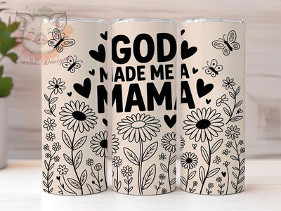 Mama Butterfly Floral 20oz Tumbler Wrap, God Made Me A Mama, Hand-Drawn Flowers Design, Butterfly Wrap, Sublimation Wrap, 20oz Tumbler Design, PNG Tumbler Wrap Sublimation Lara' s Designs 