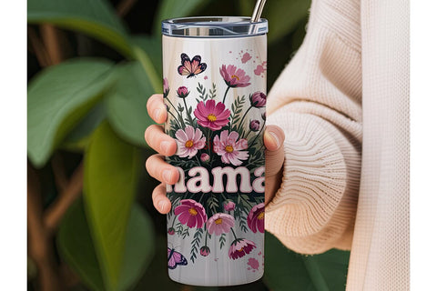 Mama Butterfly Floral 20oz Tumbler Wrap Sublimation DesignSVG 
