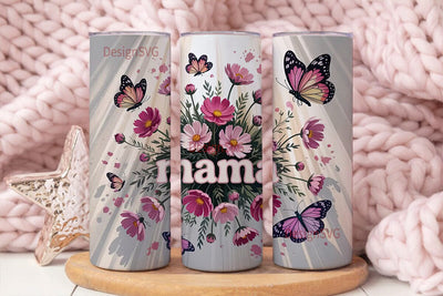 Mama Butterfly Floral 20oz Tumbler Wrap Sublimation DesignSVG 