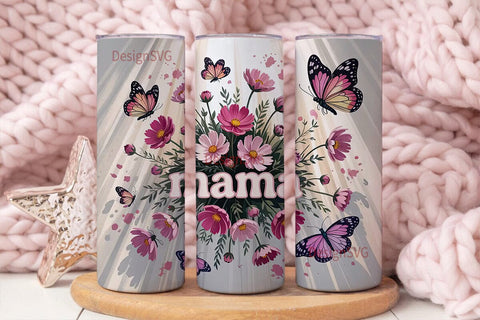 Mama Butterfly Floral 20oz Tumbler Wrap Sublimation DesignSVG 