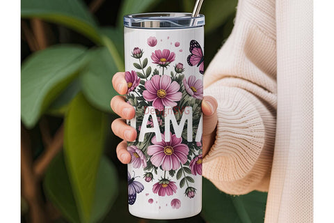 Mama Butterfly Floral 20oz Tumbler Wrap Sublimation DesignSVG 