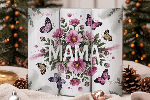 Mama Butterfly Floral 20oz Tumbler Wrap Sublimation DesignSVG 