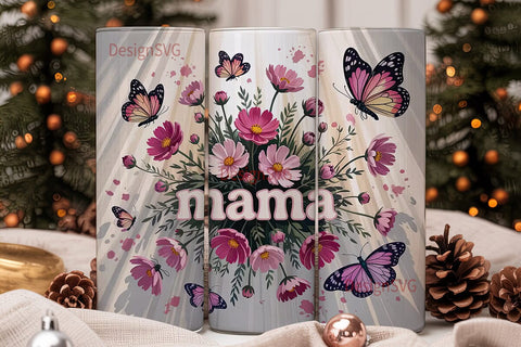 Mama Butterfly Floral 20oz Tumbler Wrap Sublimation DesignSVG 