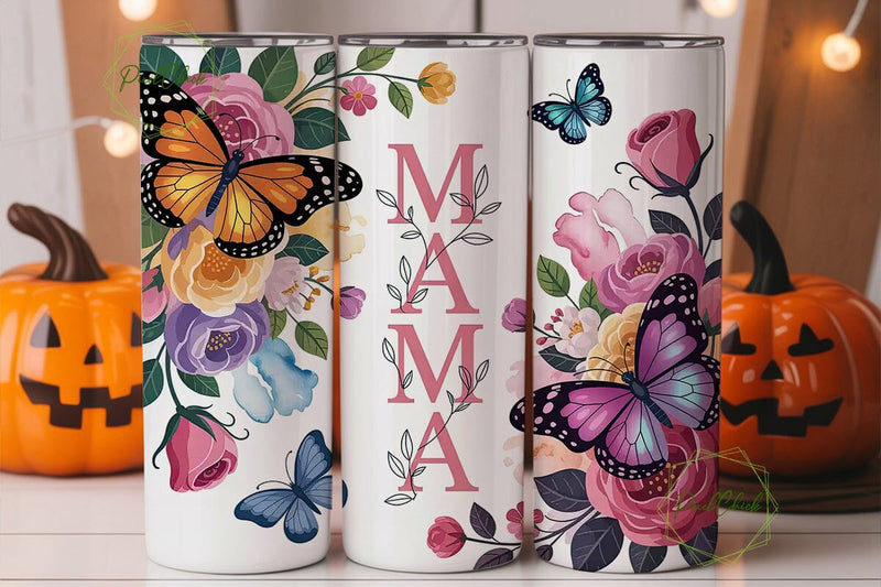 Mama Butterfly Floral 20oz Tumbler Wrap Sublimation PixelChick 