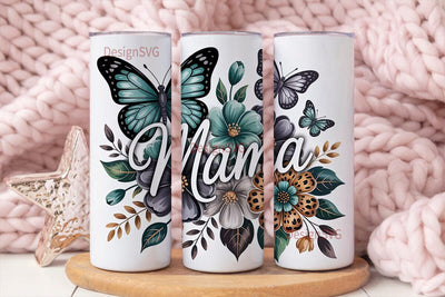 Mama Butterfly Floral Tumbler Wrap Sublimation DesignSVG 