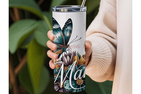 Mama Butterfly Floral Tumbler Wrap Sublimation DesignSVG 