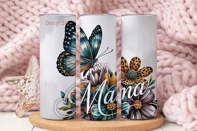 Mama Butterfly Floral Tumbler Wrap Sublimation DesignSVG 