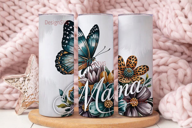 Mama Butterfly Floral Tumbler Wrap Sublimation DesignSVG 