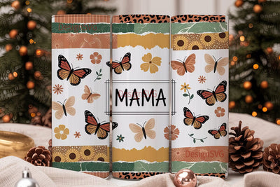 Mama Butterfly Tumbler Wrap PNG Sublimation DesignSVG 