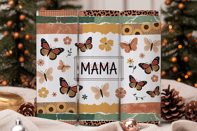 Mama Butterfly Tumbler Wrap PNG Sublimation DesignSVG 