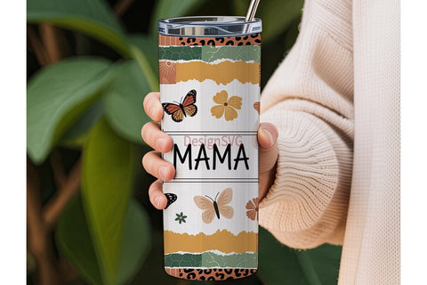 Mama Butterfly Tumbler Wrap PNG Sublimation DesignSVG 