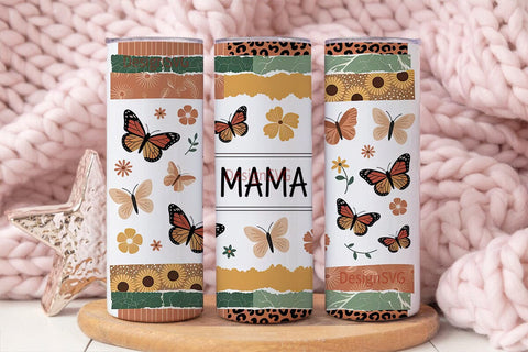 Mama Butterfly Tumbler Wrap PNG Sublimation DesignSVG 