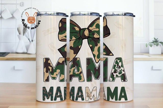 Mama Camo Bow 20oz Skinny Tumbler Sublimation Designs Sublimation Rabbitmakies 