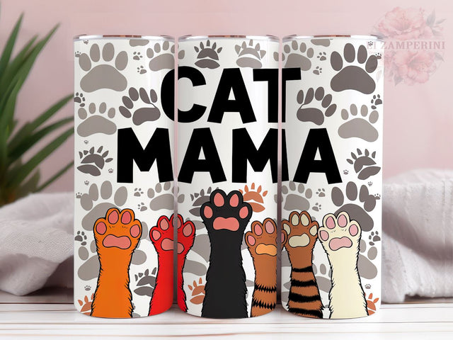 Mama Cat 20oz Tumbler Wrap PNG, Cat Paw Print Mama Tumbler Png, Straight & Tapered Tumbler Wrap, Instant Digital Download Sublimation Li Zamperini 