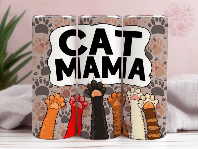 Mama Cat 20oz Tumbler Wrap PNG, Cat Paw Print Mama Tumbler Png, Straight & Tapered Tumbler Wrap, Instant Digital Download Sublimation Li Zamperini 