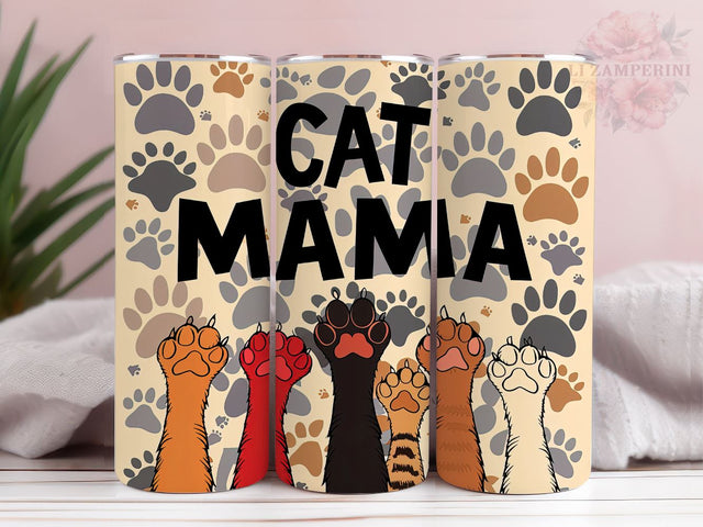 Mama Cat 20oz Tumbler Wrap PNG, Cat Paw Print Mama Tumbler Png, Straight & Tapered Tumbler Wrap, Instant Digital Download Sublimation Li Zamperini 