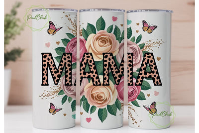 Mama Cheetah Floral 20oz Tumbler Wrap Sublimation PixelChick 