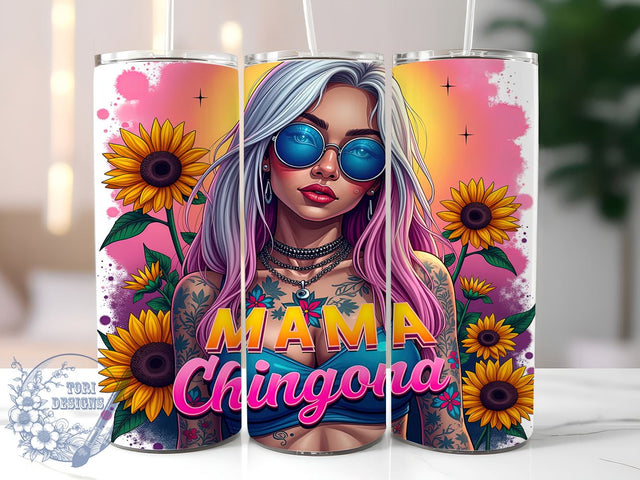 Mama Chingona, Sunflower Design, Tumbler Wrap, 20oz Tumbler, Inspirational Gift, Digital Download, Spanish Mama Sublimation ToriDesigns 