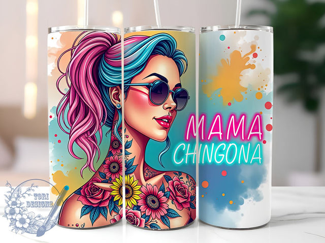 Mama Chingona, Sunflower Design, Tumbler Wrap, 20oz Tumbler, Inspirational Gift, Digital Download, Spanish Mama Sublimation ToriDesigns 