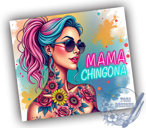 Mama Chingona, Sunflower Design, Tumbler Wrap, 20oz Tumbler, Inspirational Gift, Digital Download, Spanish Mama Sublimation ToriDesigns 