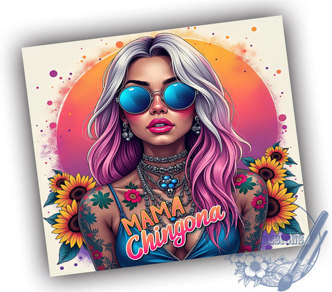 Mama Chingona, Sunflower Design, Tumbler Wrap, 20oz Tumbler, Inspirational Gift, Digital Download, Spanish Mama Sublimation ToriDesigns 