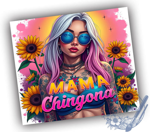 Mama Chingona, Sunflower Design, Tumbler Wrap, 20oz Tumbler, Inspirational Gift, Digital Download, Spanish Mama Sublimation ToriDesigns 