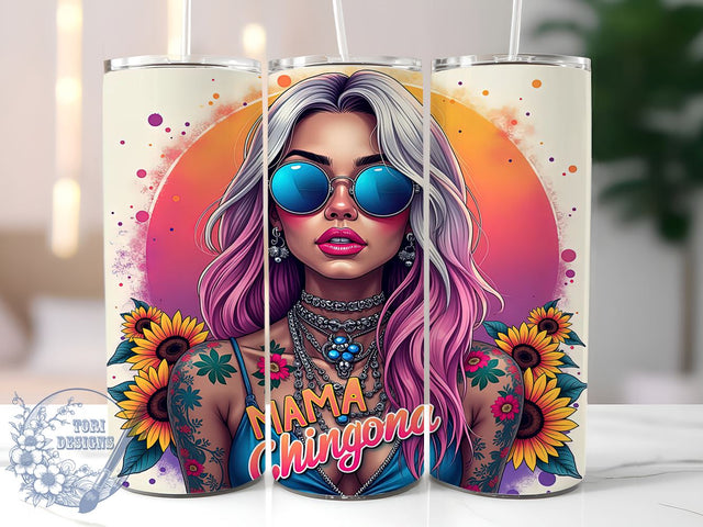 Mama Chingona, Sunflower Design, Tumbler Wrap, 20oz Tumbler, Inspirational Gift, Digital Download, Spanish Mama Sublimation ToriDesigns 