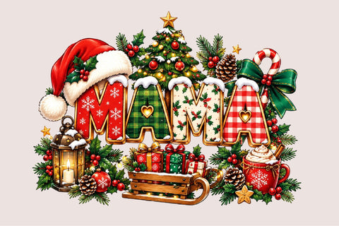 MAMA Christmas Clipart PNG Sublimation SVGArt 