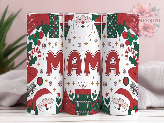Mama Christmas Tumbler, Santa Claus Design, Christmas Tree Tumbler Wrap, Plaid Bow Tumbler, Candy Cane Design, Snowflakes Tumbler, 20oz Sublimation Wrap Sublimation Li Zamperini 