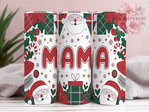 Mama Christmas Tumbler, Santa Claus Design, Christmas Tree Tumbler Wrap, Plaid Bow Tumbler, Candy Cane Design, Snowflakes Tumbler, 20oz Sublimation Wrap Sublimation Li Zamperini 