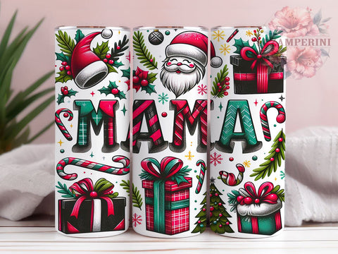 Mama Christmas Tumbler, Santa Claus Design, Christmas Tree Tumbler Wrap, Plaid Bow Tumbler, Candy Cane Design, Snowflakes Tumbler, 20oz Sublimation Wrap Sublimation Li Zamperini 