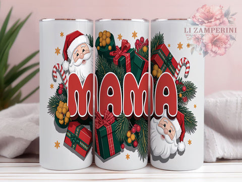 Mama Christmas Tumbler, Santa Claus Design, Christmas Tree Tumbler Wrap, Plaid Bow Tumbler, Candy Cane Design, Snowflakes Tumbler, 20oz Sublimation Wrap Sublimation Li Zamperini 