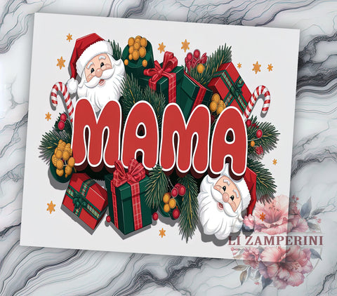 Mama Christmas Tumbler, Santa Claus Design, Christmas Tree Tumbler Wrap, Plaid Bow Tumbler, Candy Cane Design, Snowflakes Tumbler, 20oz Sublimation Wrap Sublimation Li Zamperini 