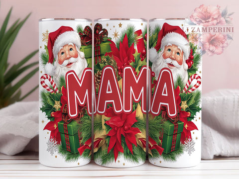 Mama Christmas Tumbler, Santa Claus Design, Christmas Tree Tumbler Wrap, Plaid Bow Tumbler, Candy Cane Design, Snowflakes Tumbler, 20oz Sublimation Wrap Sublimation Li Zamperini 