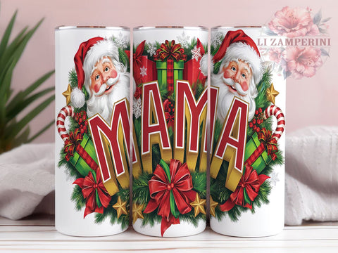 Mama Christmas Tumbler, Santa Claus Design, Christmas Tree Tumbler Wrap, Plaid Bow Tumbler, Candy Cane Design, Snowflakes Tumbler, 20oz Sublimation Wrap Sublimation Li Zamperini 
