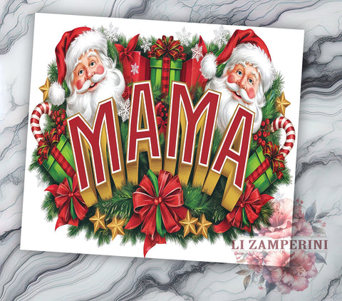 Mama Christmas Tumbler, Santa Claus Design, Christmas Tree Tumbler Wrap, Plaid Bow Tumbler, Candy Cane Design, Snowflakes Tumbler, 20oz Sublimation Wrap Sublimation Li Zamperini 