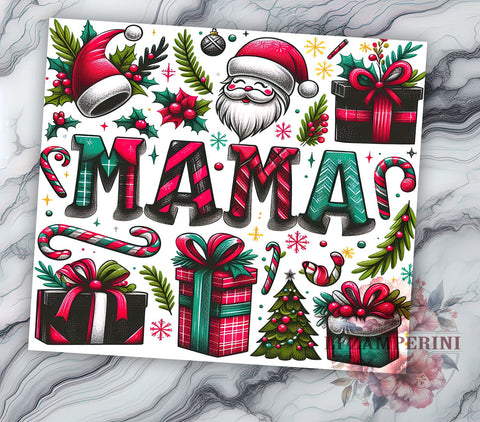 Mama Christmas Tumbler, Santa Claus Design, Christmas Tree Tumbler Wrap, Plaid Bow Tumbler, Candy Cane Design, Snowflakes Tumbler, 20oz Sublimation Wrap Sublimation Li Zamperini 