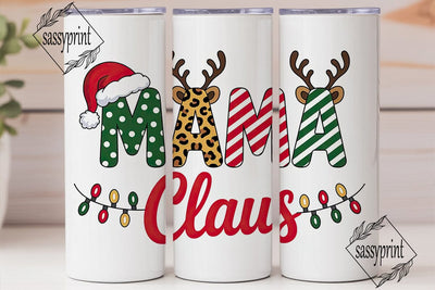 Mama Claus Christmas 20oz Tumbler Wrap Sublimation sassyprint 
