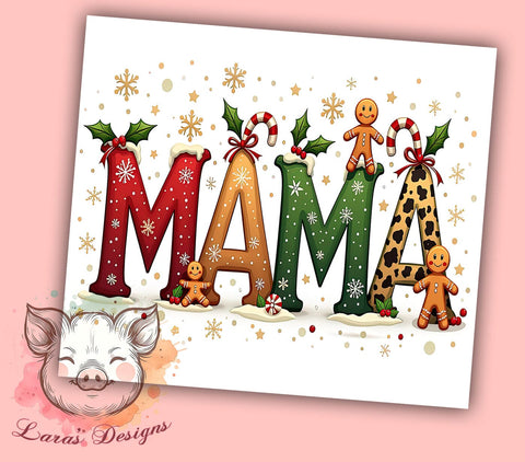 Mama Claus Tumbler, Gingerbread Tumbler Wrap, Hot Cocoa Design, 20oz Tumbler, Christmas Sublimation, Holiday Gnome Gift, Digital Tumbler Wrap Sublimation Lara' s Designs 