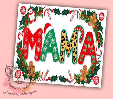 Mama Claus Tumbler, Gingerbread Tumbler Wrap, Hot Cocoa Design, 20oz Tumbler, Christmas Sublimation, Holiday Gnome Gift, Digital Tumbler Wrap Sublimation Lara' s Designs 
